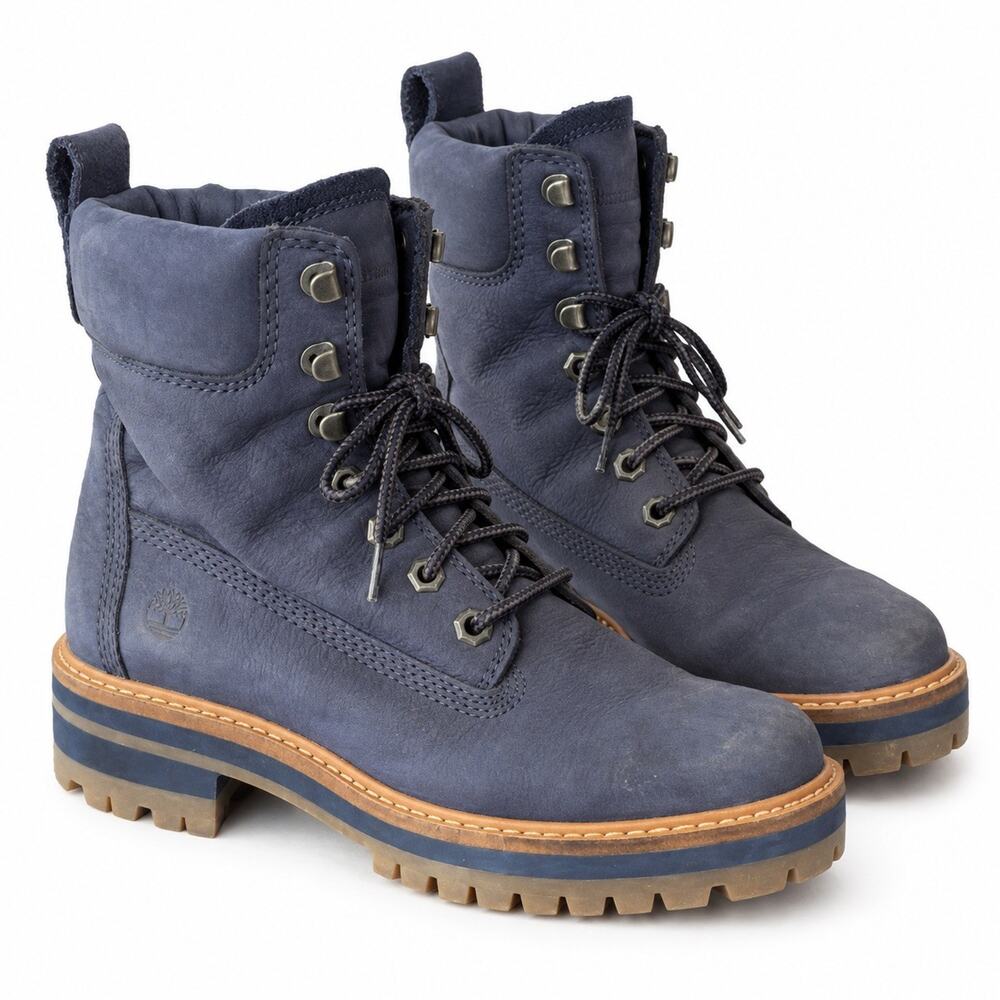 Timberland Courmayeur Valley Women’s 7 Navy Blue Nubuck Lace Up Ankle Boots 6in
